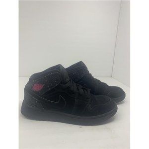 Nike Jordan 1 Mid Black Rush Pink White Splatter 555112-001 Boys Size 5Y